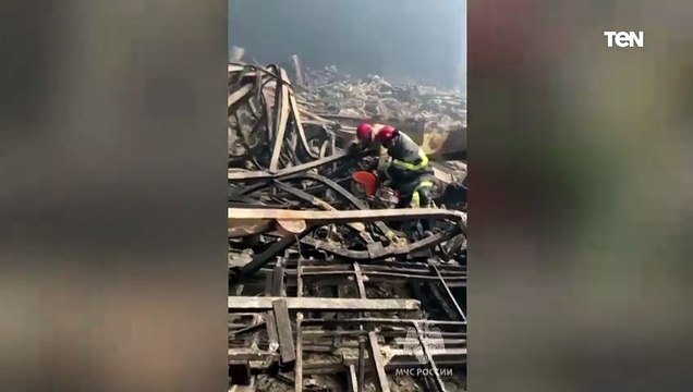 آثار الدمار الذي حل بسبب هجوم كروكوس