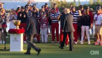 Trump dedicates golf trophy to hurricane victims