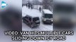 Van Hits Multiple Cars Sliding Down Icy Road