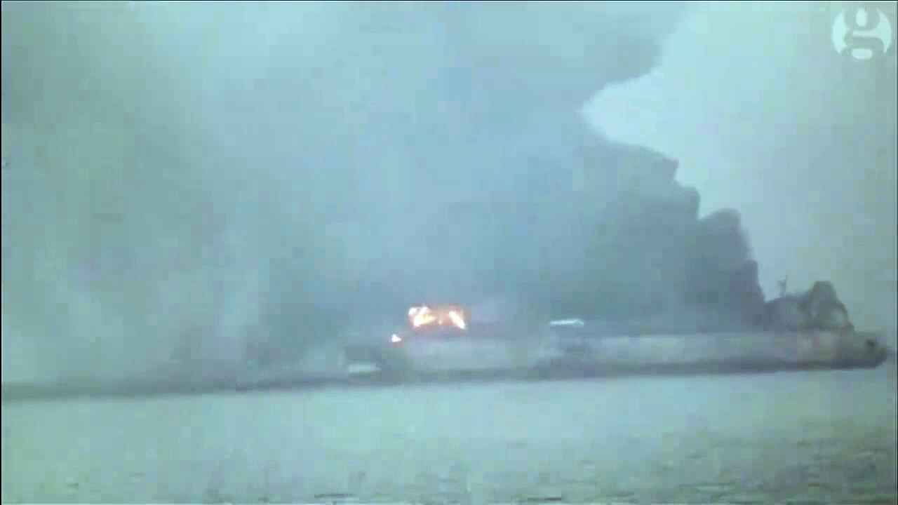 Oil tanker ablaze following collision with ship off coast of China