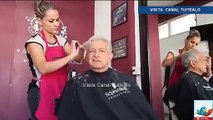 AMLO presume corte de cabello en Jalapa Veracruz