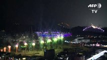 Fuegos artificiales en Pyeongchang para Ceremonia de los Juegos Olimpicos de Invierno