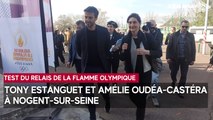 Test du relais de la flamme olympique : Tony Estanguet et Amélie Oudéa-Castéra arrivés à Nogent