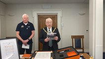 Farnham Mayor makes speech before RNLI 200 year anniversary scroll signing