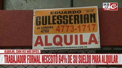 Alarmante: un trabajador formal necesitó el 64% de su sueldo para pagar el alquiler