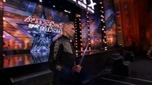 America's Got Talent 2018 - Aaron Crow Pours Hot Wax On Eyes And Swings Sword At Howie Mandel