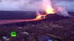 Apocalyptic Scenes: Kilauea volcano lava river flows in Hawaii