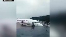 Plane overshoots runway in Micronesia and sinks