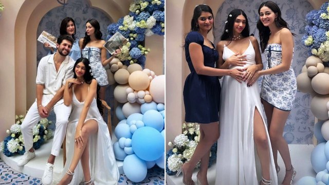 Ananya Panday, Shanaya Kapoor pose with parents-to-be Alanna Panday-Ivor!