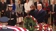 President Donald Trump, first lady Melania Trump pay respects to George H.W. Bush