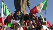 Protesta contra la caravana de migrantes en Tijuana