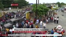 Migrantes hondureños cruzan la frontera a México por la fuerza