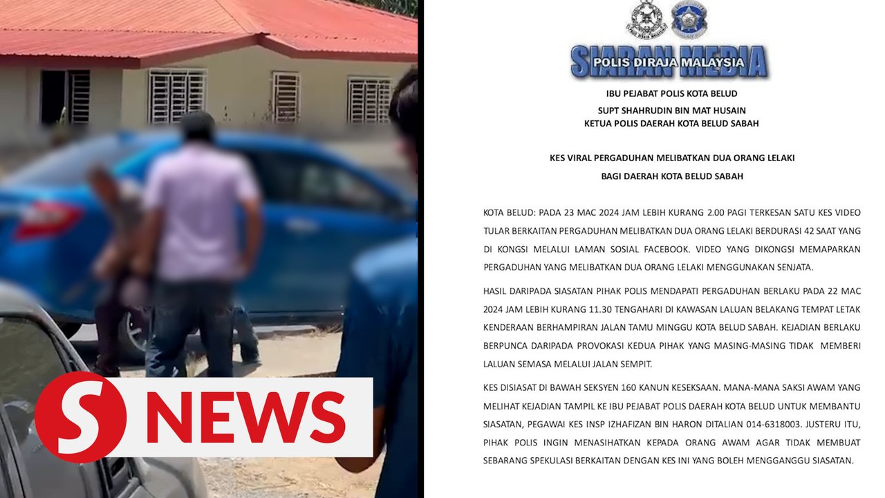 Video of two men fighting for right of way on narrow road in Sabah goes viral