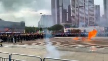 Chinese Riot Police Stage Mock Street Battle Near Hong Kong
