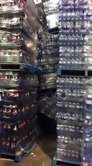 Huge Towers of Soda Cans Fall Over