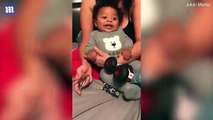Baby has hilarious reaction as his grandma tries to cut his nails