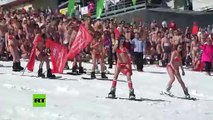1.750 esquiadores en traje de baño rompen un récord en Siberia