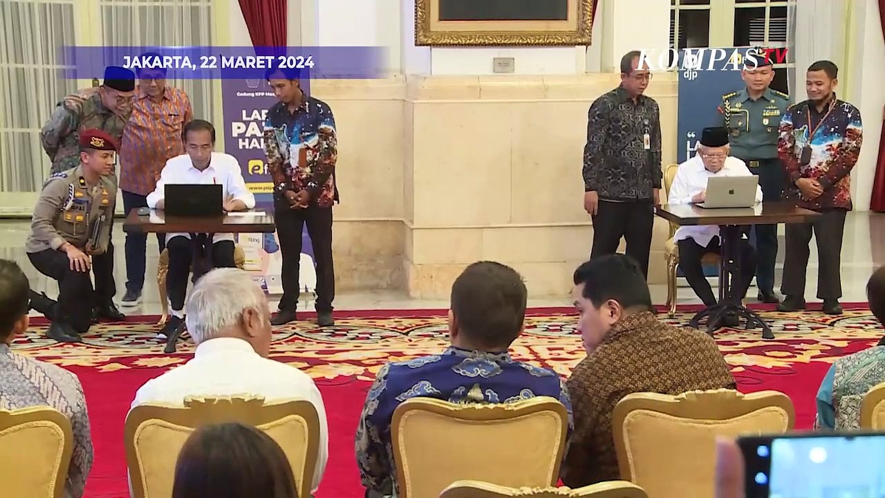 Kompak! Jokowi, Ma'ruf Amin dan Para Menteri Lapor SPT Bersama di Istana