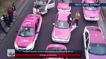 Taxistas bloquean accesos al Aeropuerto de la Ciudad de México