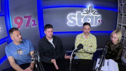 Οι αθλητές στην ομάδα πόλο της Αναγέννησης Λαμίας Α. Αντωνόπουλος, Τζ. Γκρεμίλας και Θ. Ράγκας στον StarFm,