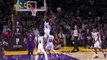 LeBron James slams one-handed dunk