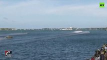 #VIRAL: Dos botes salen bolando y chocan en el aire durante carrera en Florida