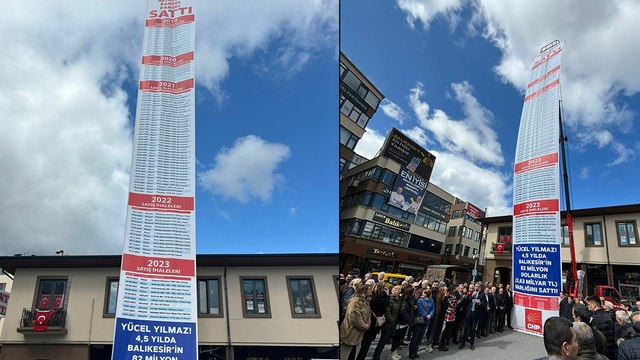 Bu kez Balıkesir'de 20 metrelik 'parsel parsel' pankartı