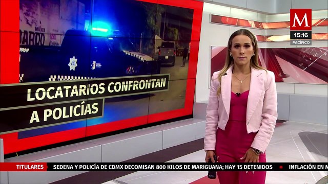 Locatarios se enfrentan a elementos de la policía en Acapulco, Guerrero