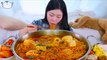 ASMR MUKBANG Shin Ramen with Soft tofu. Fried Tofu Rice Balls, Geotjeori, kimchi.