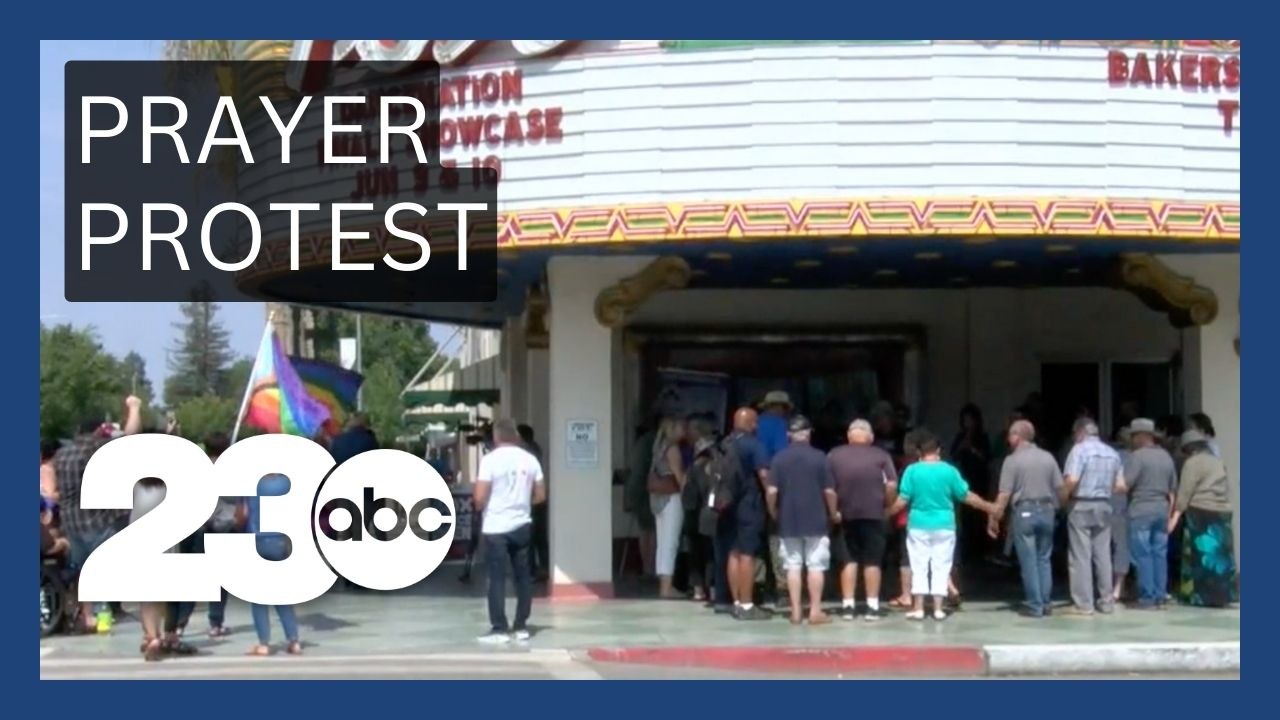 Group holds prayer action to protest upcoming drag show at Bakersfield Fox