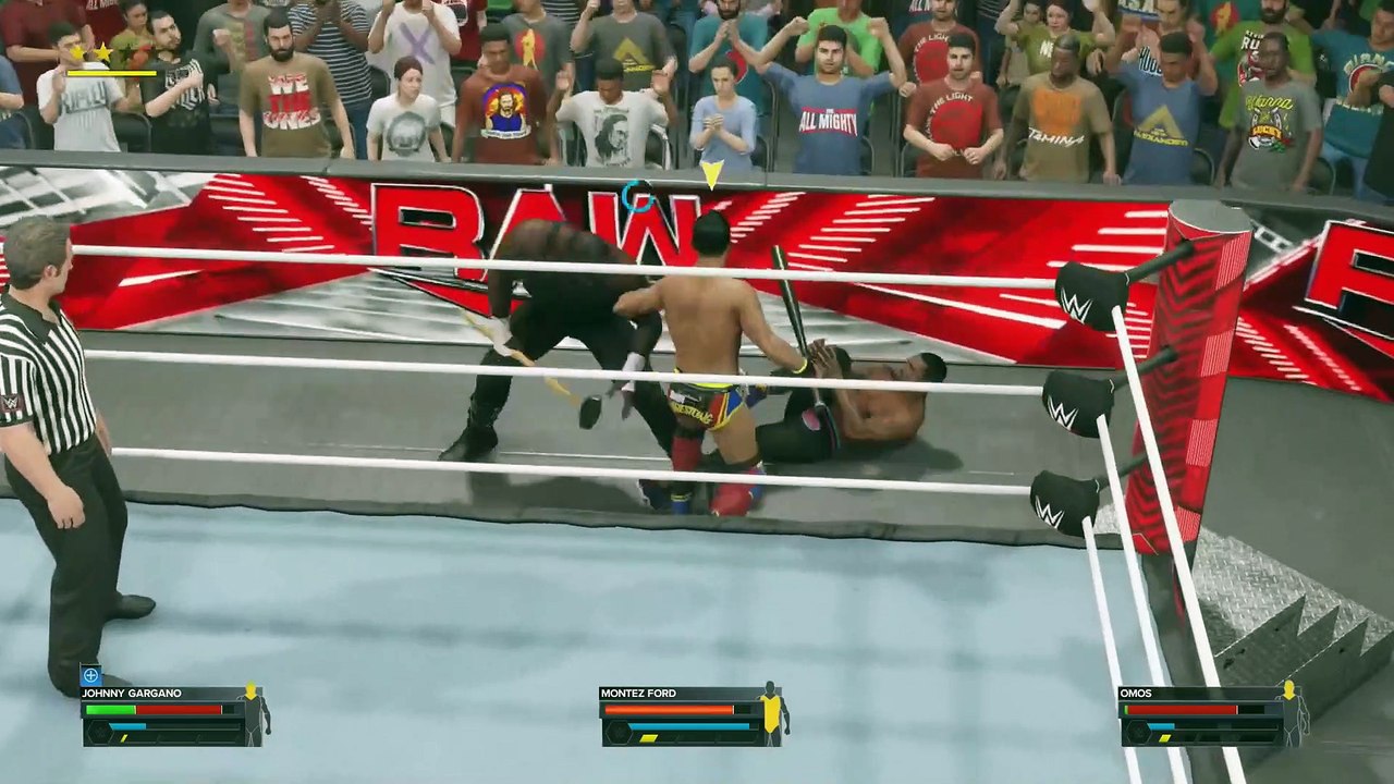 Omos Versus Johnny Gargano Versus Montez Ford (WWE 2K23)