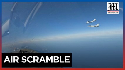 UK's RAF releases footage showing Russian aircraft being intercepted