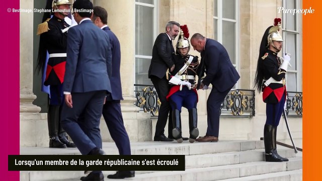 PHOTOS Malaise d'un garde à l'Elysée, Emmanuel Macron imperturbable face à la situation