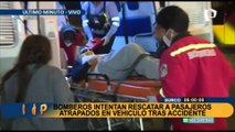 Auto de despista y choca contra panel publicitario dejando dos heridos en Surco