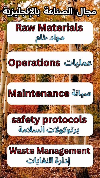 مفردات اللغة الإنجليزية -مجال الصناعة مع الترجمة للمبتدئين.