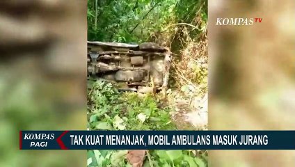 Tak Kuat Menanjak, 1 Unit Mobil Ambulans Masuk Jurang di Serang!