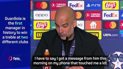 From one treble winner to another - Guardiola reveals 'touching message' from Sir Alex Ferguson