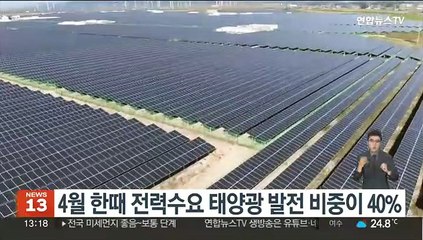 지난 4월 한때 전력수요 태양광 발전 비중이 40%