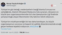 Cumhurbaşkanı Erdoğan’dan Şampiyonlar Ligi şampiyonu Manchester City’e tebrik