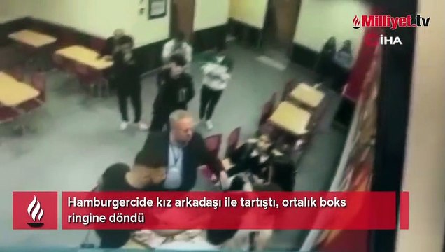 Hamburgercide kız arkadaşı ile tartıştı, ortalık boks ringine döndü