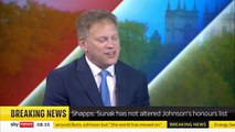 Grant Shapps denies claims by some of Boris Johnson's allies that Rishi Sunak intervened to alter his resignation honours list