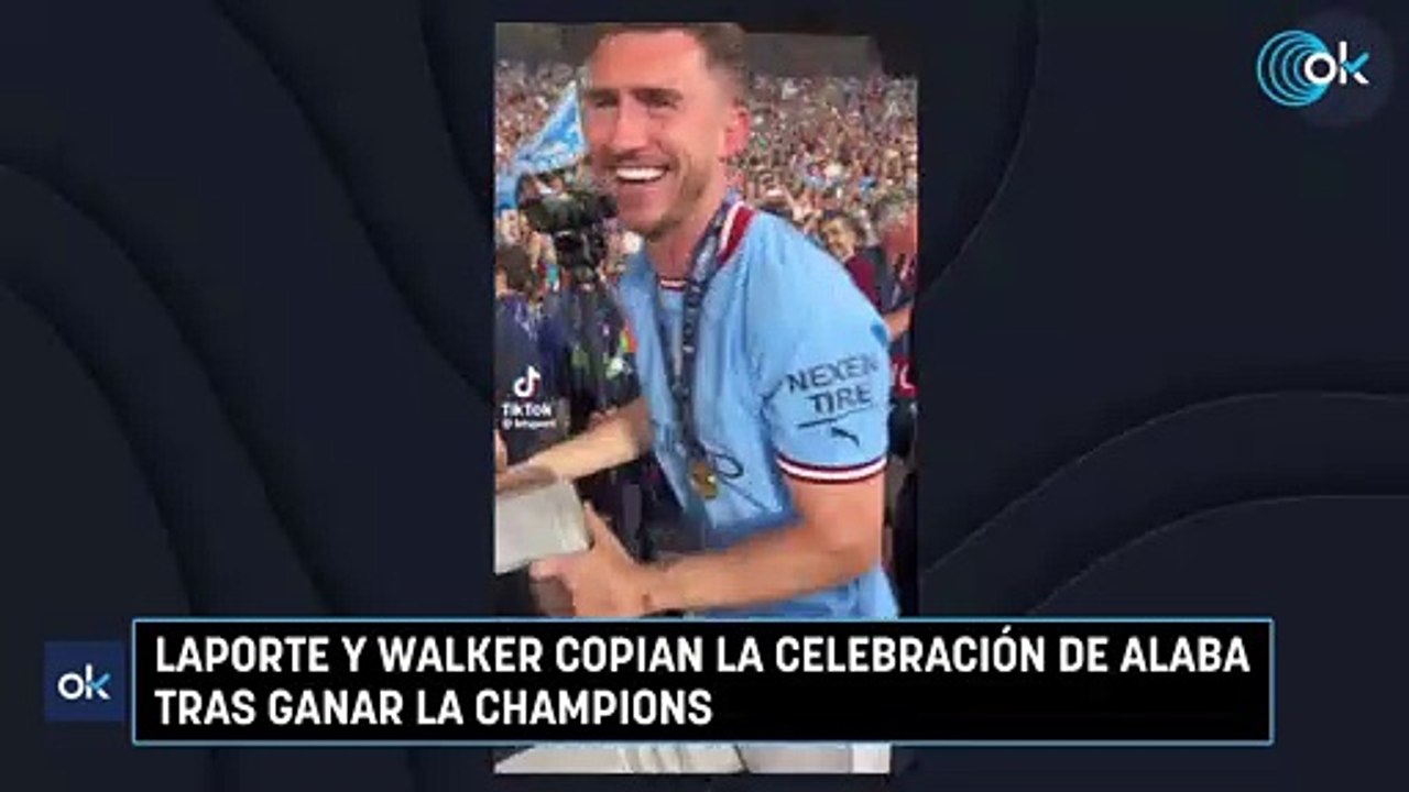 Laporte y Walker copian la celebración de Alaba tras ganar la Champions
