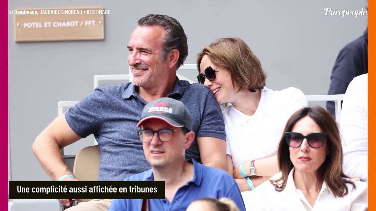Roland-Garros : Jean Dujardin et Nathalie Péchalat câlins en tribunes, l'amour Porte d'Auteuil