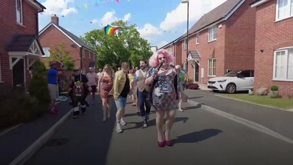 Watch: Housing estate hosts 80m-long Pride march thought to be shortest in world