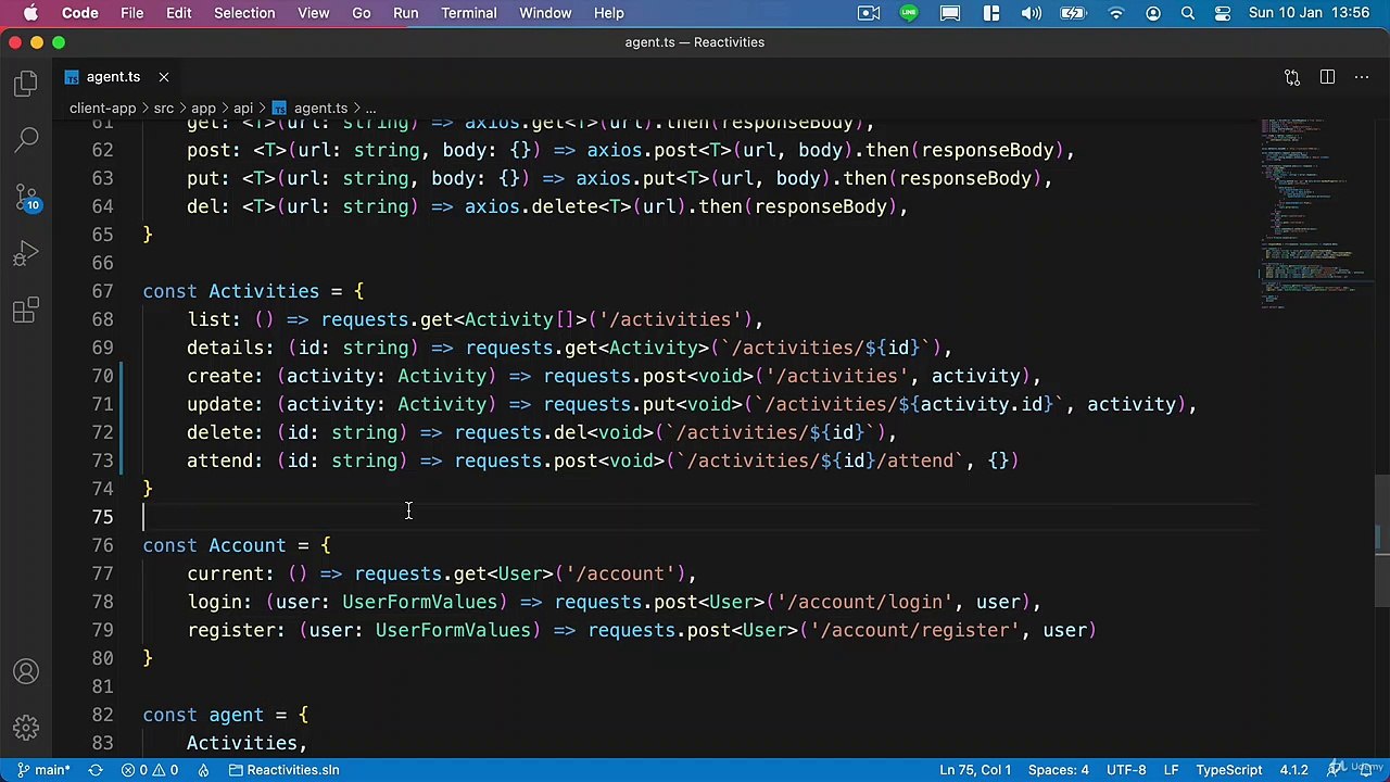 Net. Core and React Feature Client side attendance - Adding the store methods to attend
