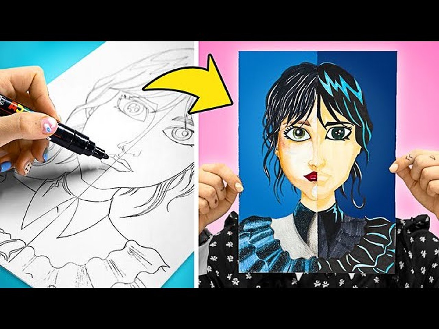 Deux Styles De Dessin En Un || Tutoriel Pour Dessiner Mercredi ! - video  Dailymotion