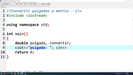 Convertir pulgadas a metros en C++