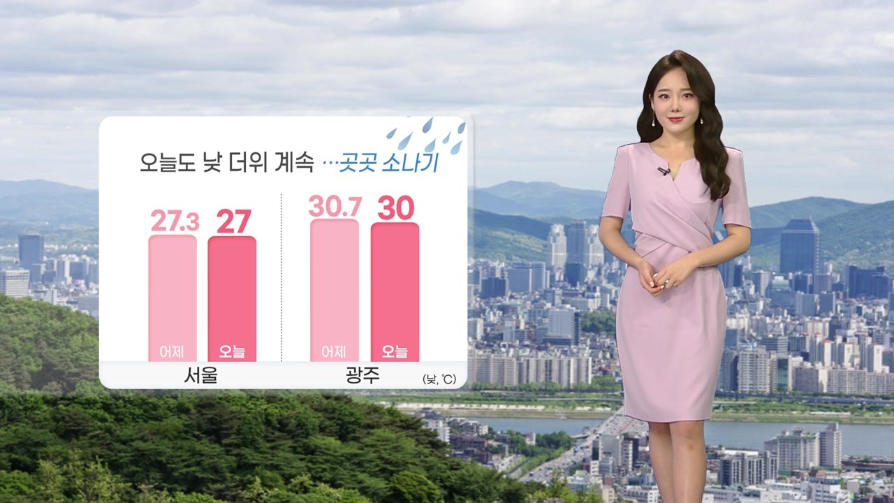 [날씨] 오늘도 낮 더위 계속... 오후 내륙 곳곳에 소나기 / YTN