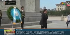 China: Presidenta hondureña deposita ofrenda en monumento a héroes del pueblo