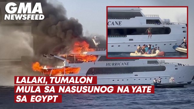 Lalaki, tumalon mula sa nasusunog na yate sa Egypt | GMA News Feed